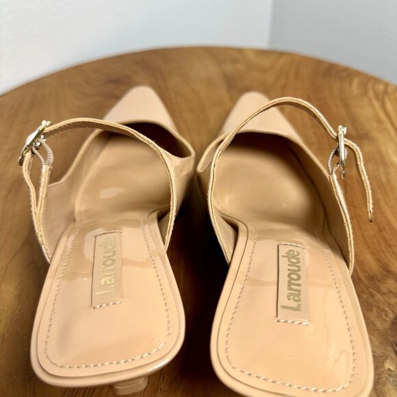 Larroude Ines Mule Women Tan Patent Leather Handmade Brazil - Picture 11 of 13